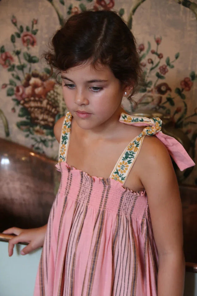 Robe jupon rayure transat rose