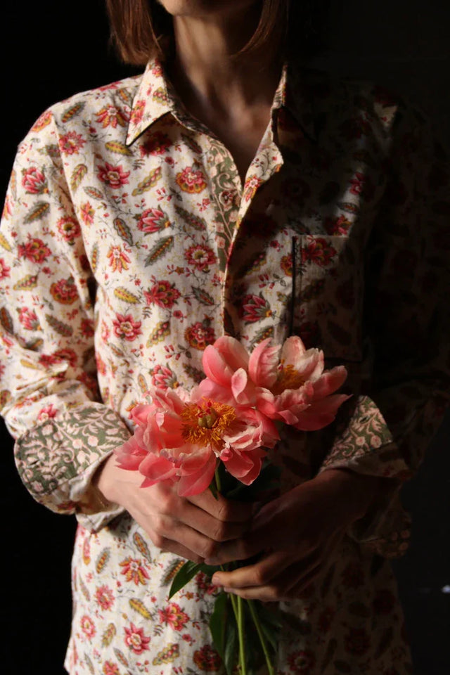 Chemise mixte imprimé fleuri "Aline"