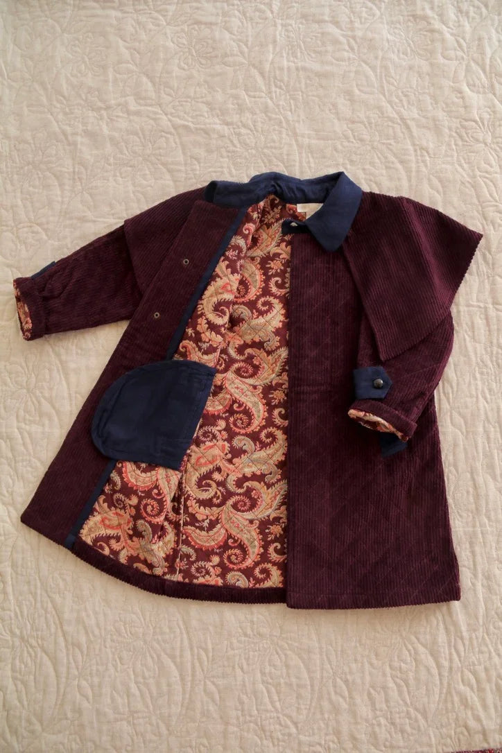 manteau matelassé cape amovible burgundy