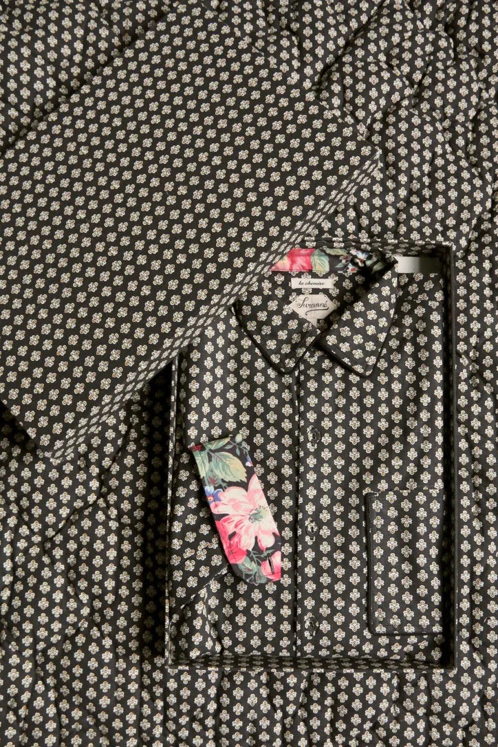 Chemise mixte imprimé "Provençal noir"