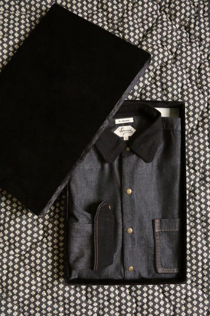 Chemise mixte denim noire