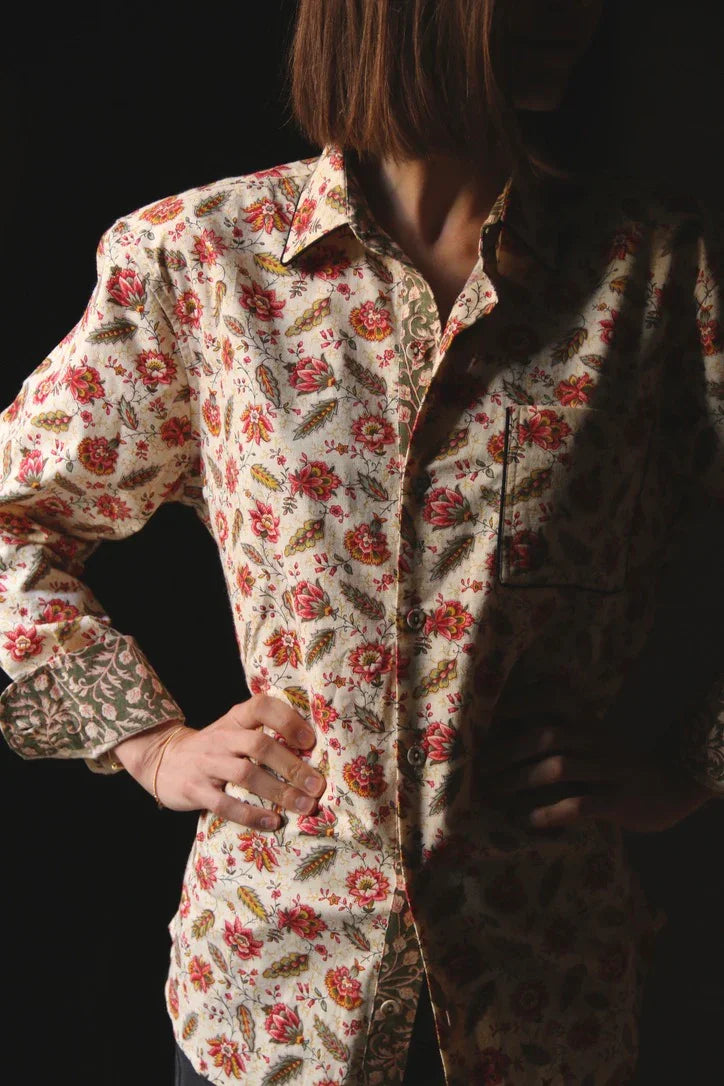 Chemise mixte imprimé fleuri "Aline"