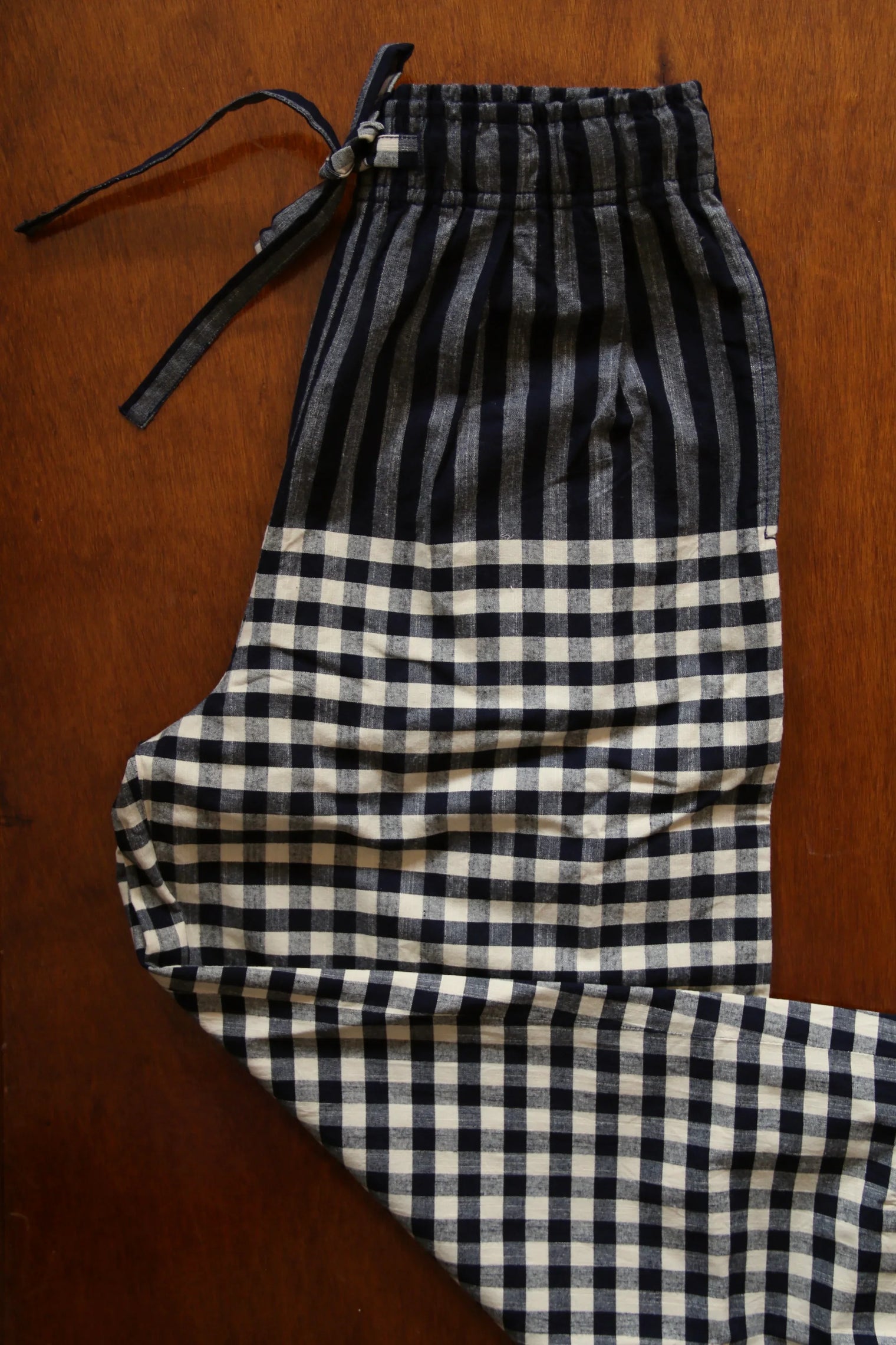 Navy Gingham Pants