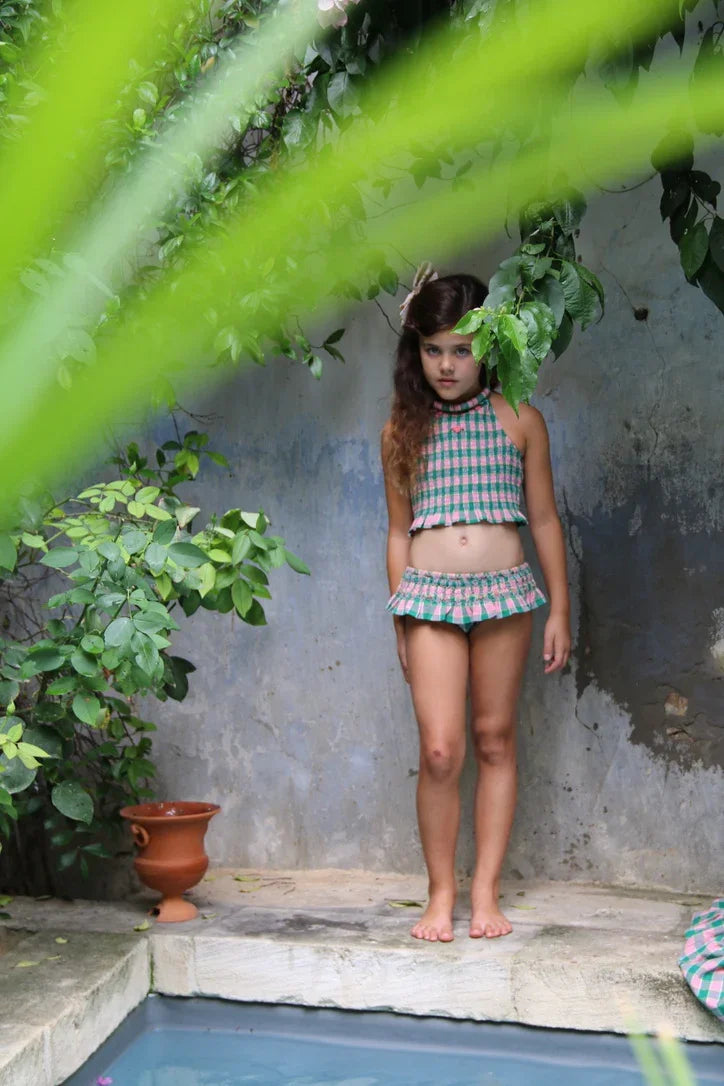 Maillot de bain vichy menthe / fraise