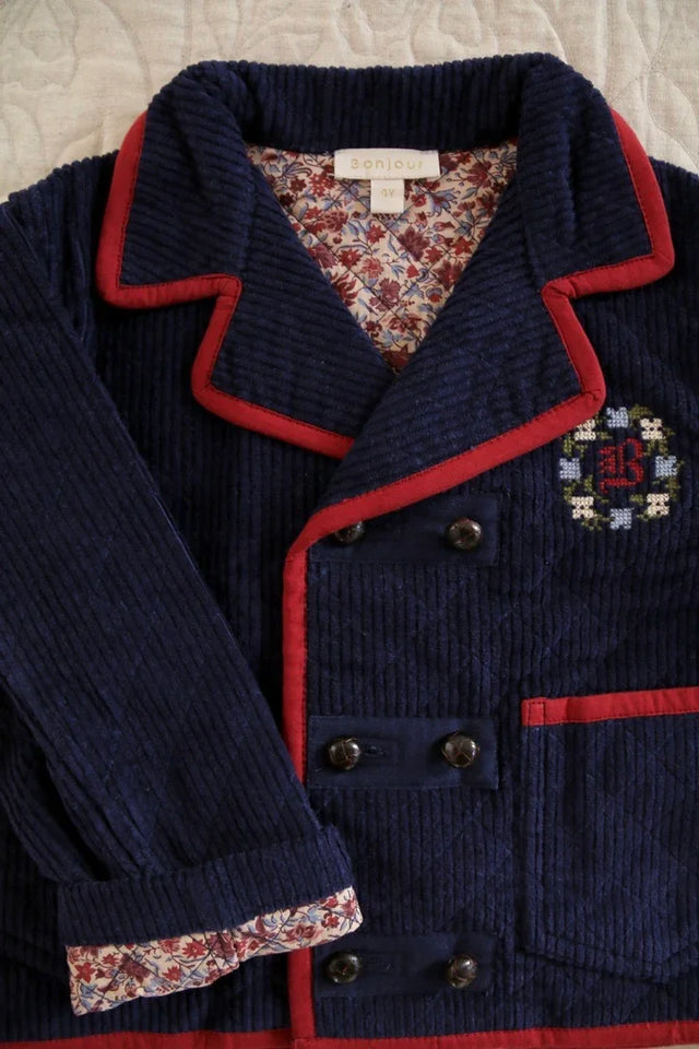 veste matelassée velours marine