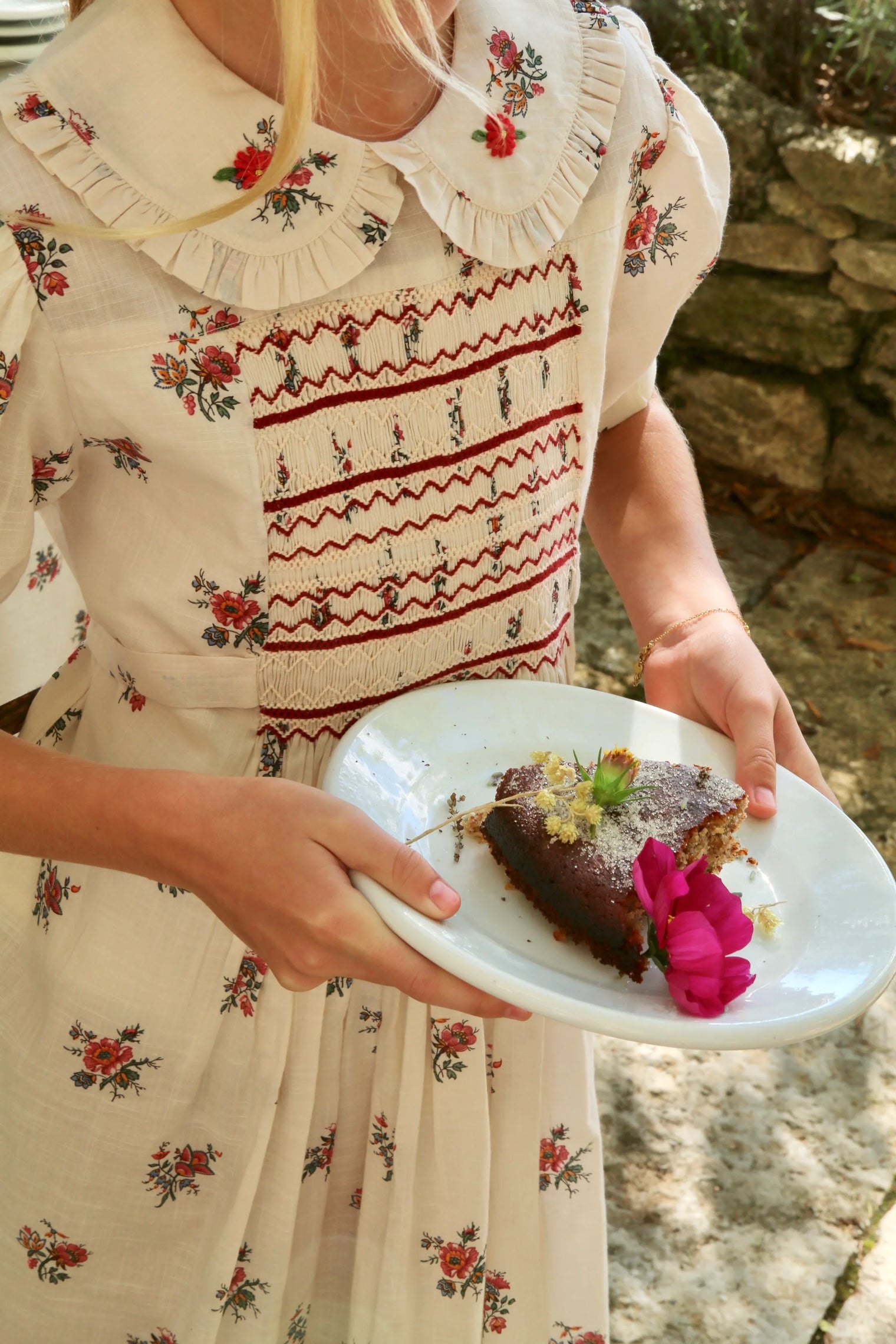 Robe à smocks impimé garden flowers