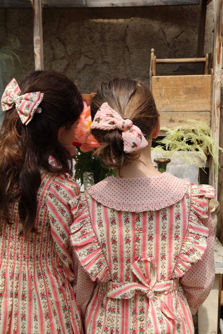 Pinafore dress striped wallpaper pink