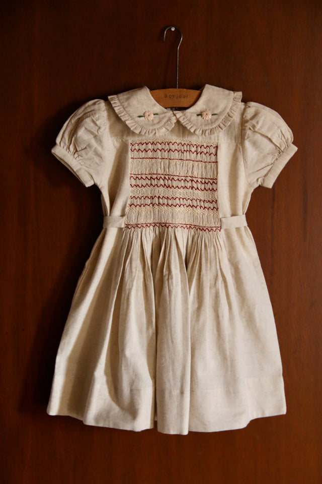 Robe à smocks coton naturel