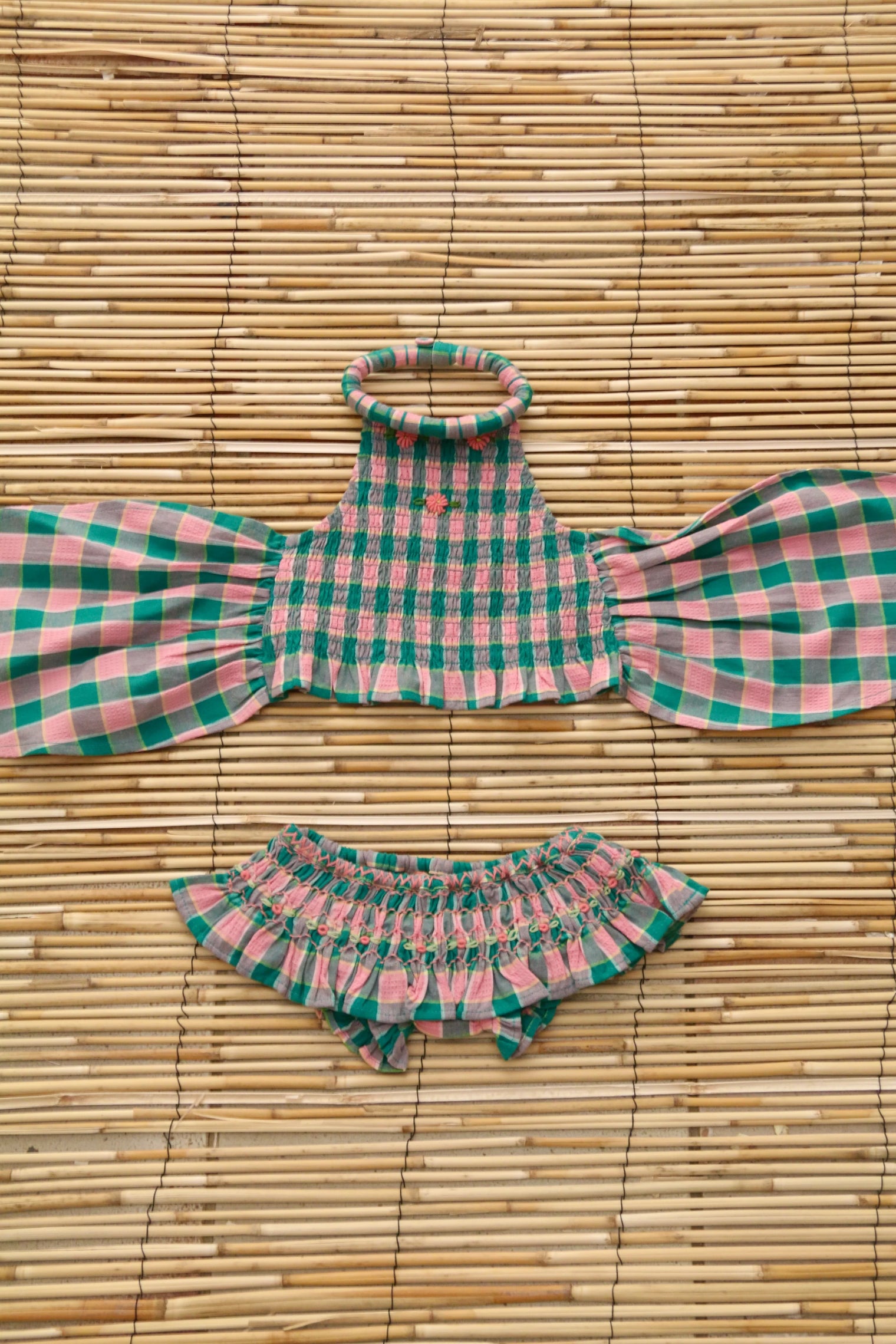 Maillot de bain vichy menthe / fraise