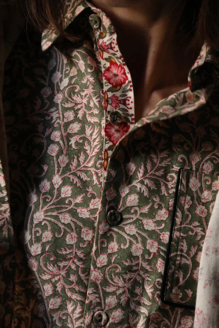 Chemise mixte imprimé "feuillage"