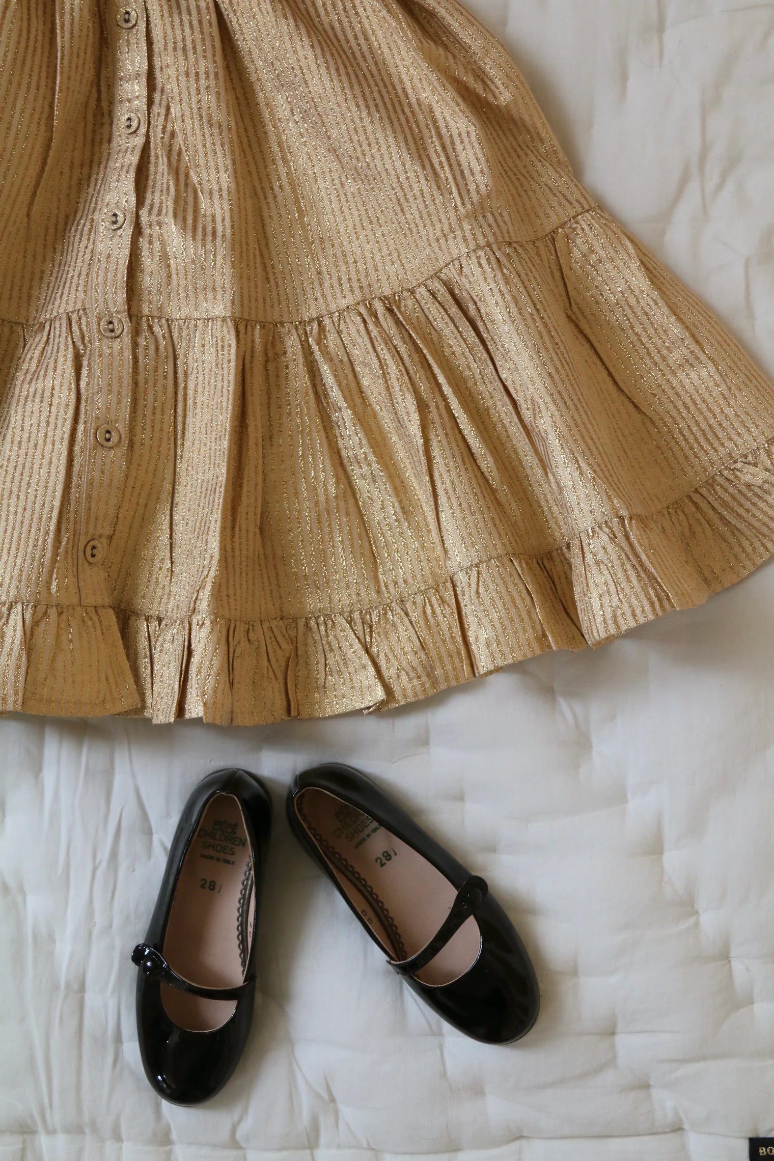 Long striped dress with golden sequins