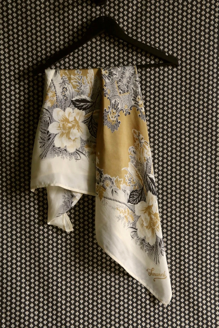Large silk scarf curry poppy