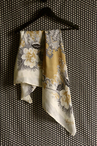 Large silk scarf curry poppy