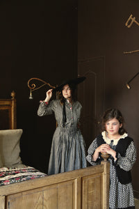 Long smocked skirt "Iris" printed "Provençal black"