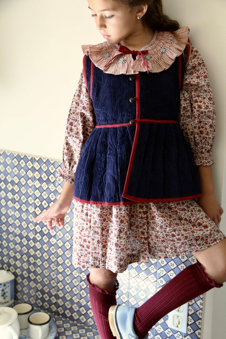 Gilet matelassé en velours cotelé marine