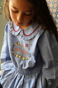 Blouse bleu chambray brodée Souvenir