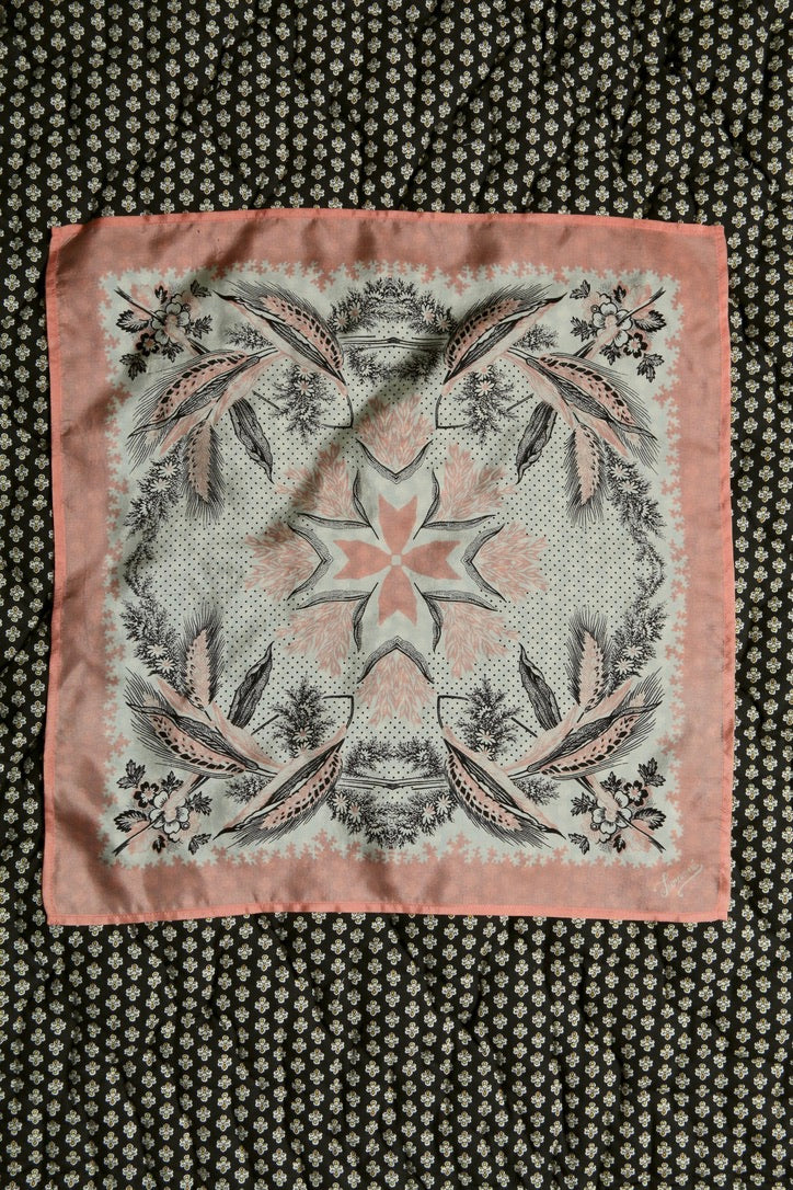 small pink silk square wheat ears