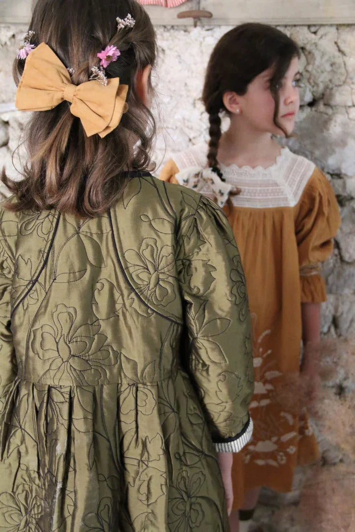 Reversible khaki taffeta coat dress