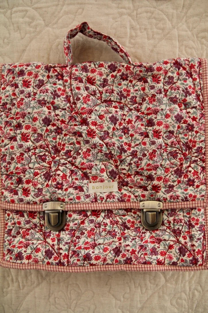 cartable matelassé champ de fleurs