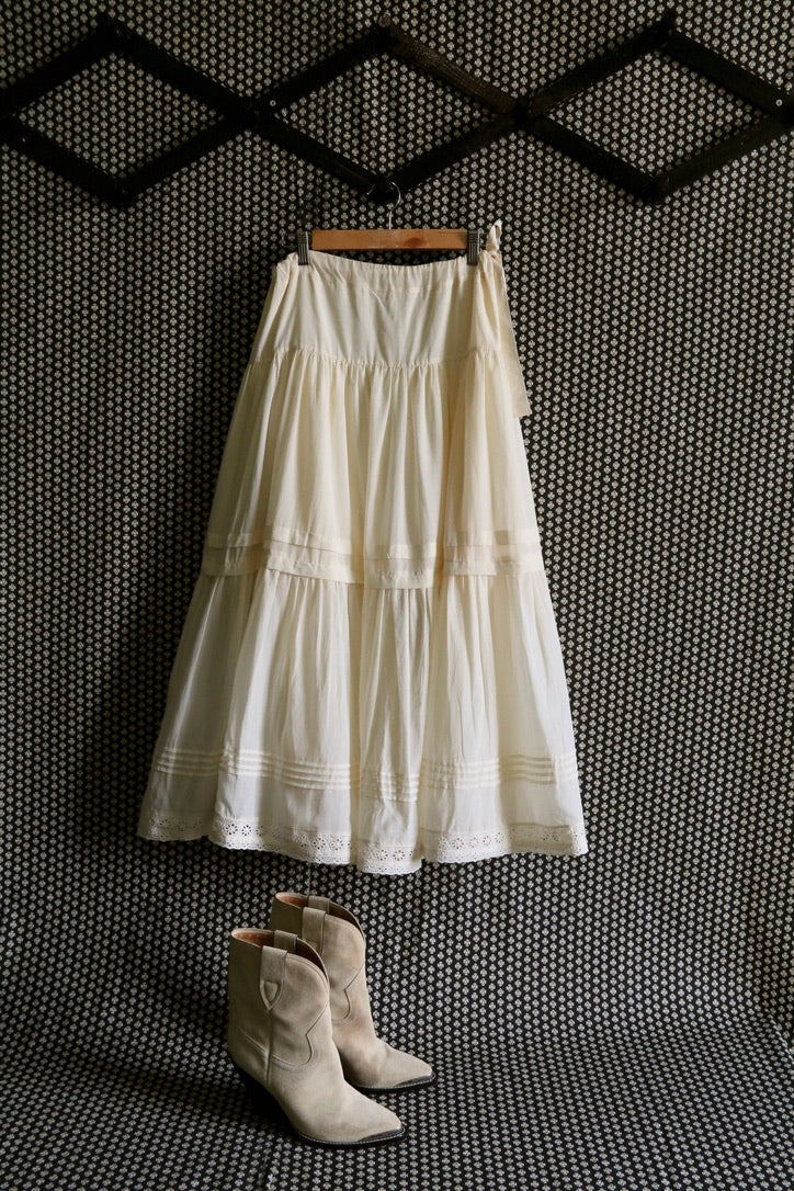 Long skirt "Anémone" ivory color