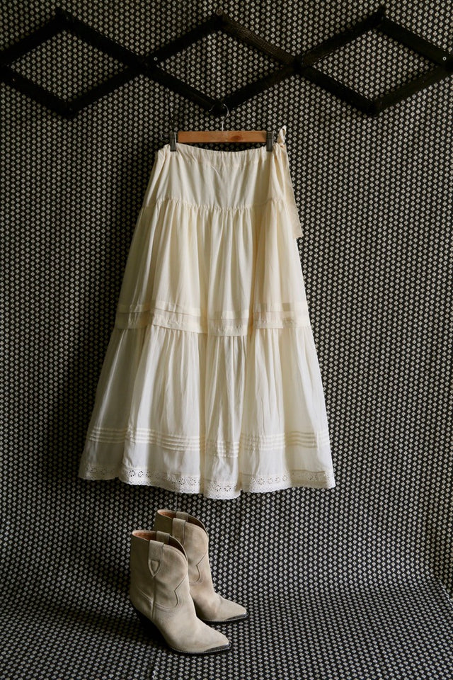 Long skirt "Anémone" ivory color