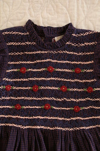 bouse à smocks petit carreau marine & burgundy