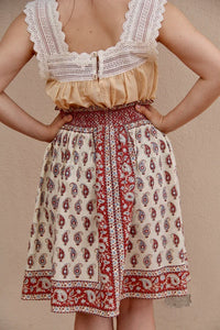 Short Orange Blossom Bandana-Print Cashmere Skirt