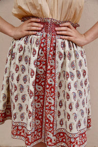Short Orange Blossom Bandana-Print Cashmere Skirt
