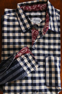 Chemise vichy marine dans son coffret assorti