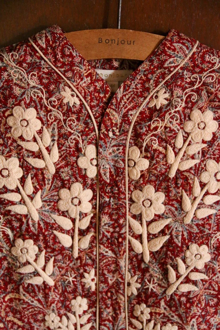 red cashmere chemisette sold in its matching box
