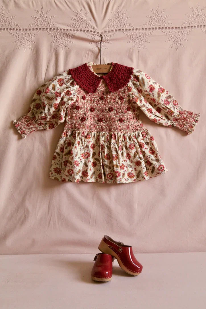 Blouse à smocks Aline et son col crochet amovible