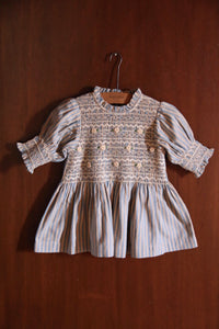 Blouse à smocks rayure transat ciel vanille