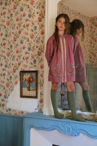 Red embroidered chambray tunic
