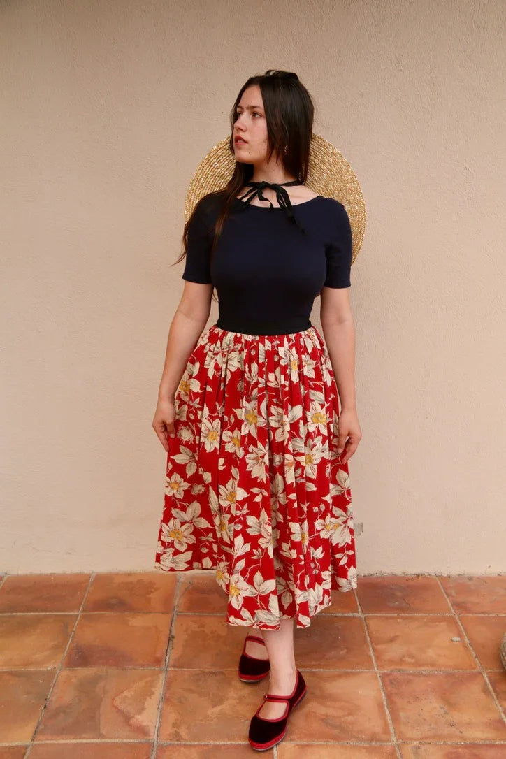 Orange Blossom skirt, Gaughin print