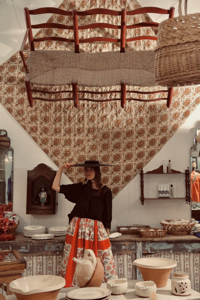 Long skirt Orange Blossom bandana wheat ears