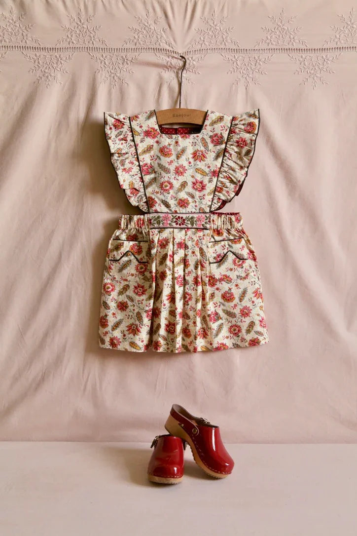 A-line printed pinafore dress