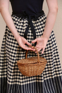 Orange Blossom Navy Vichy skirt
