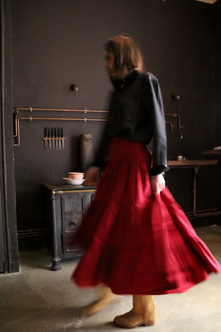 Long Marguerite Rouge burgundy skirt