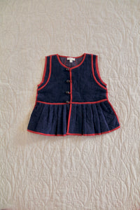 Gilet matelassé en velours cotelé marine