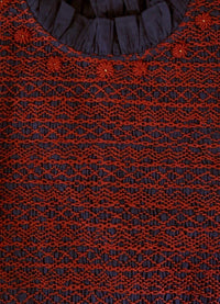 Smocked Blouse, Woven Cotton Voile, Navy Check