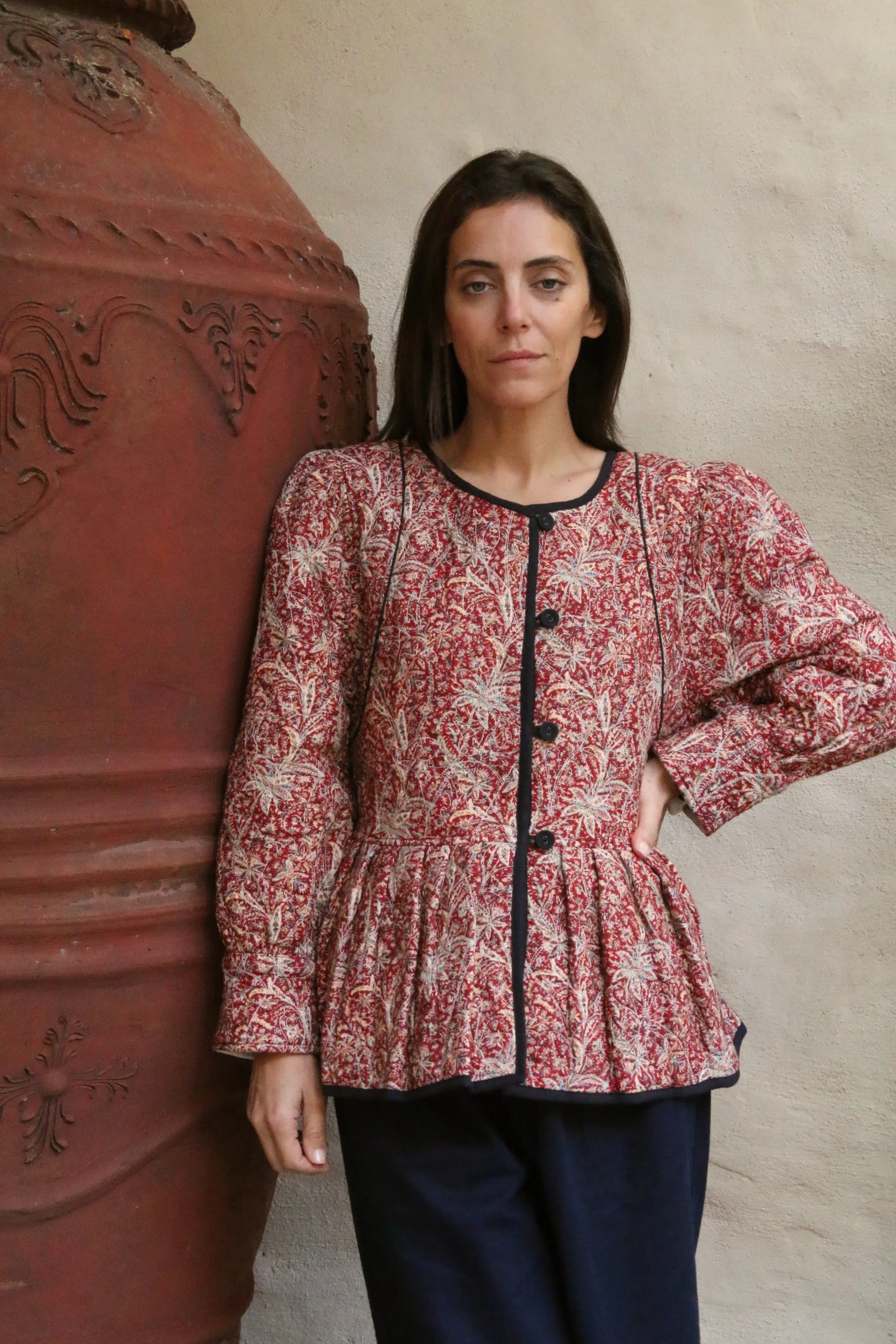 veste matelassée réversible rouge cashmere / noir