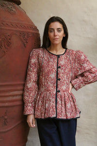 veste matelassée réversible rouge cashmere / noir