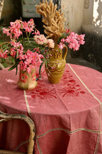 Embroidered  table cloth Red Chambray
