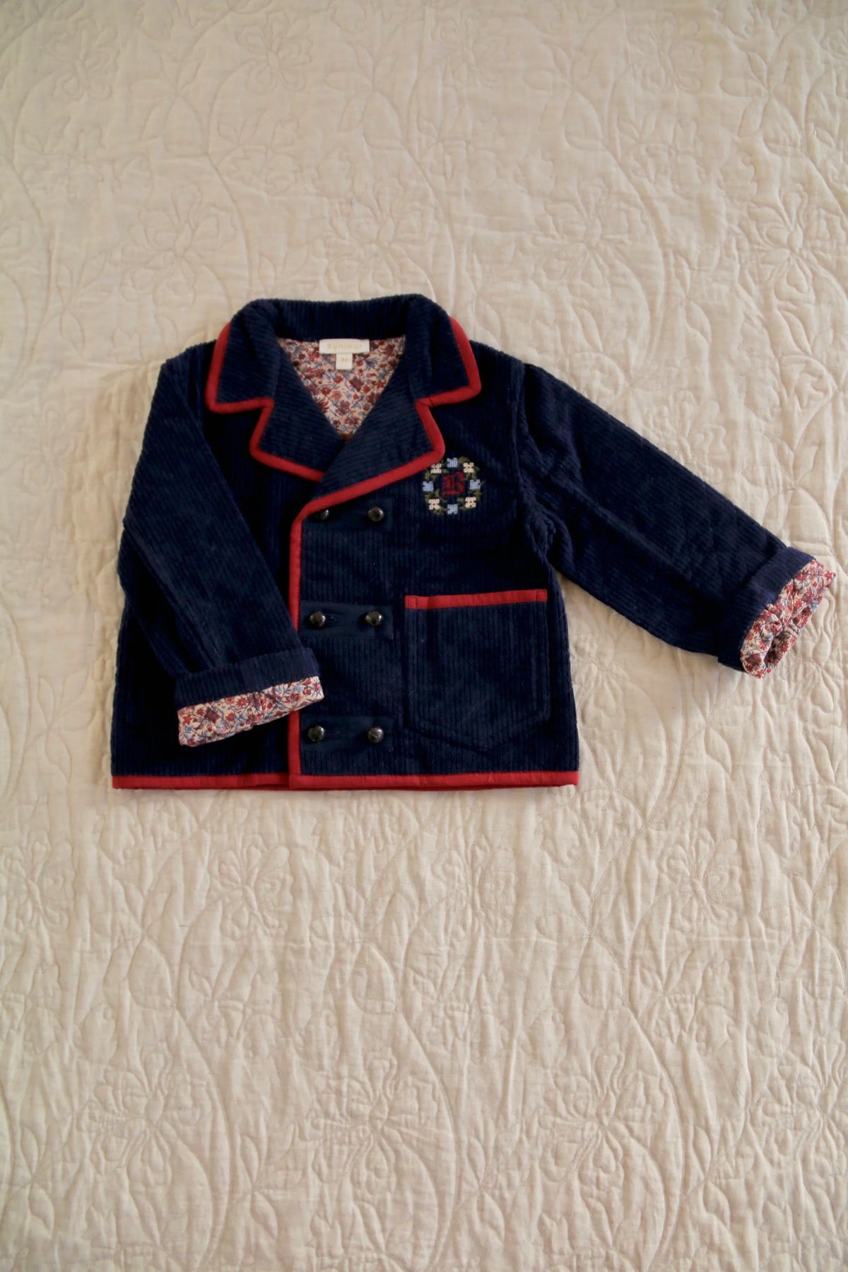 veste matelassée velours marine