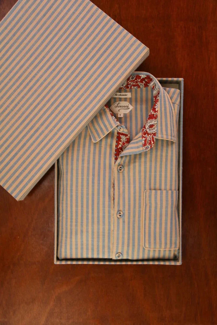 Shirt with transat chevron stripes in its matching box