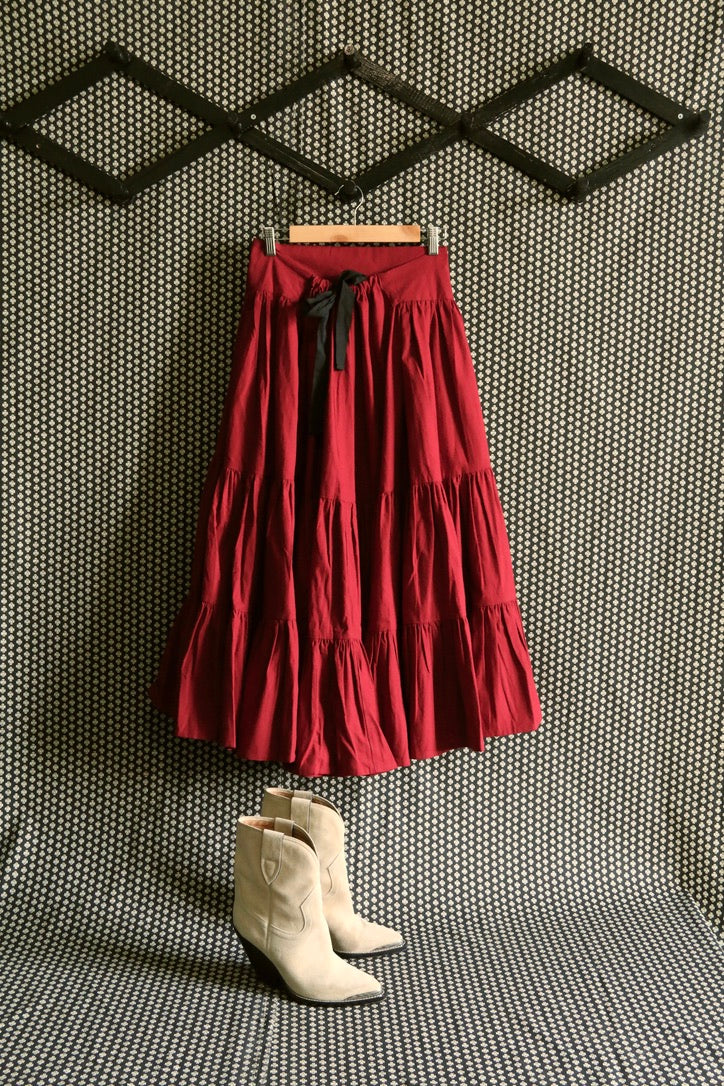 Long Marguerite Rouge burgundy skirt