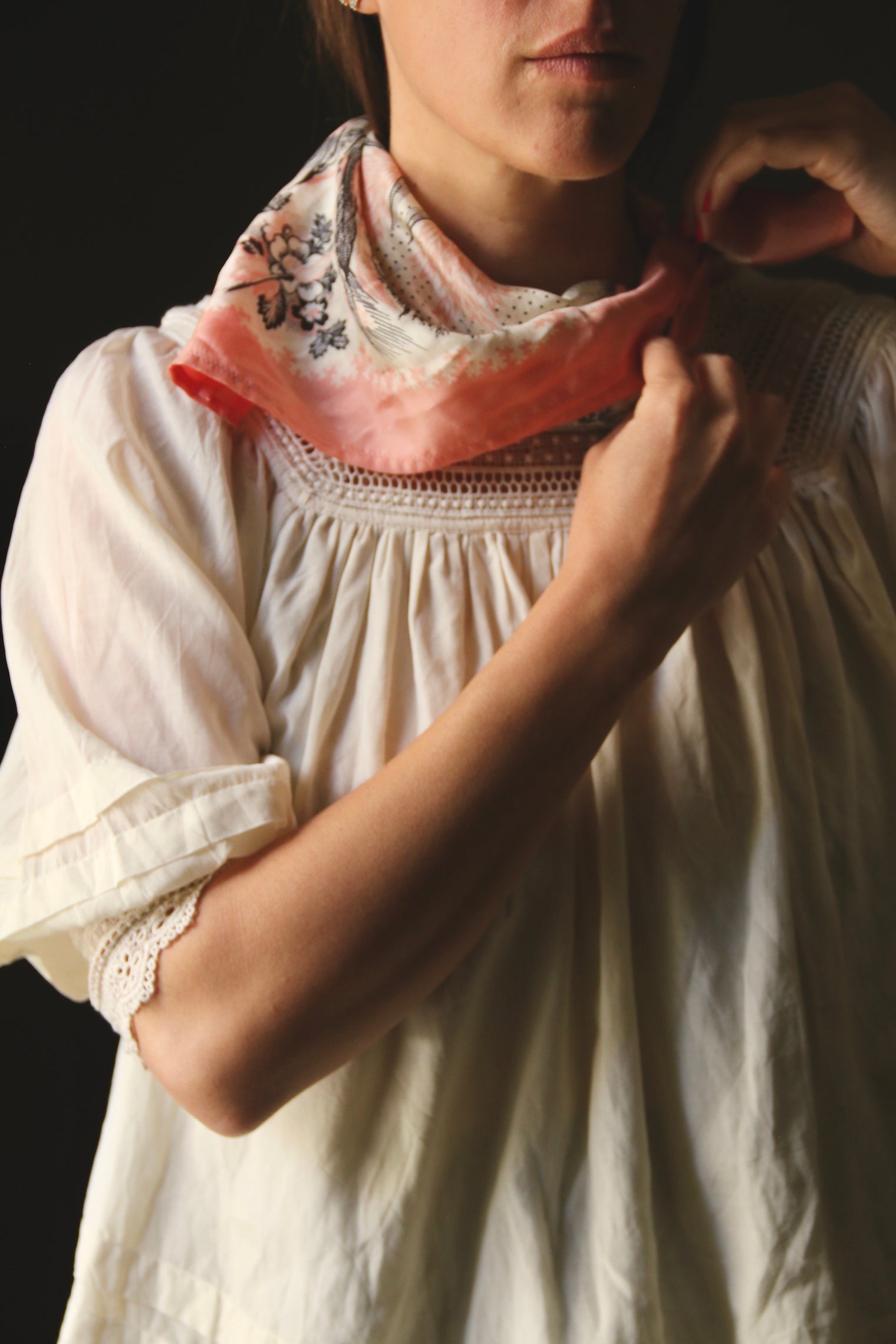 small pink silk square wheat ears