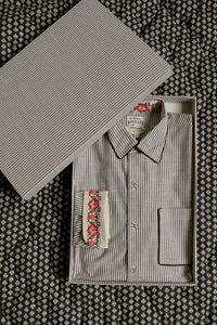 Unisex shirt black & ivory stripe