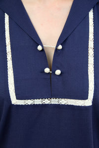 kurta dress with sailor collar, navy