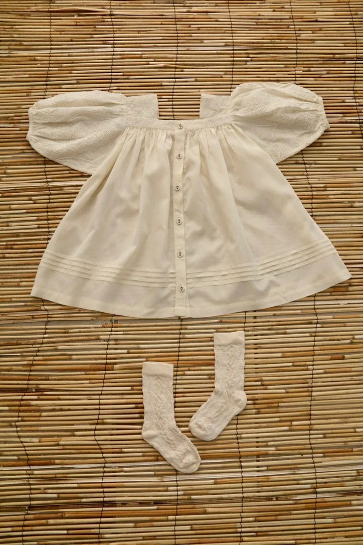 Longue blouse brodée ivoire